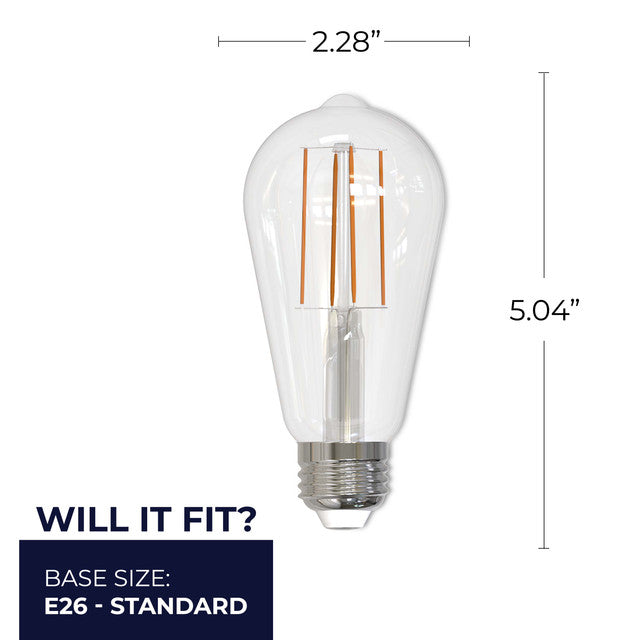 776631 - Edisont Style Filaments Dimmable ST18 LED Light Bulb - 7 Watt - 4000K - 8 Pack