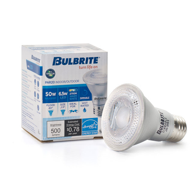 772262 - Dimmable Wet Rated PAR20 LED Light Bulb - 6.5 Watt - 2700K - 6 Pack