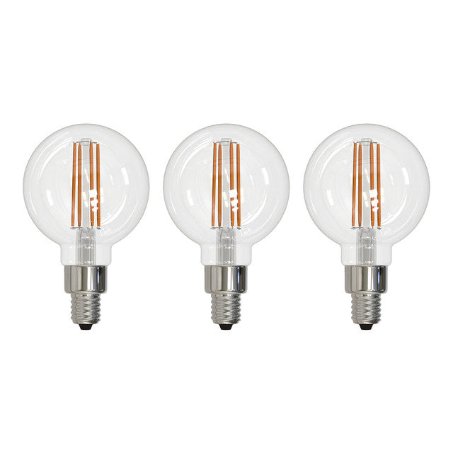 776889 - Filaments Dimmable G16 Candelabra Base LED Light Bulb - 4 Watt - 3000K - 3 Pack