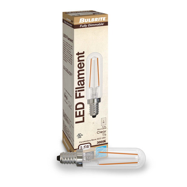 776891 - Filaments Dimmable T6 LED Candelabra Light Bulb - 2.5 Watt - 3000K - 4 Pack