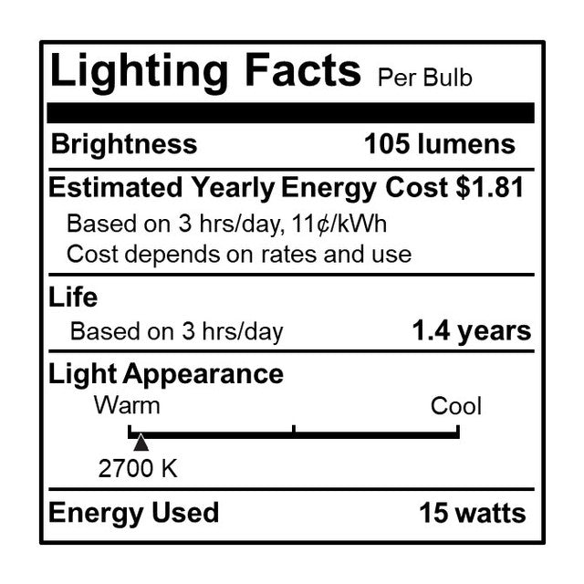490115 - Torpedo B8 Candelabra Light Bulb - 15 Watt - 50 Pack