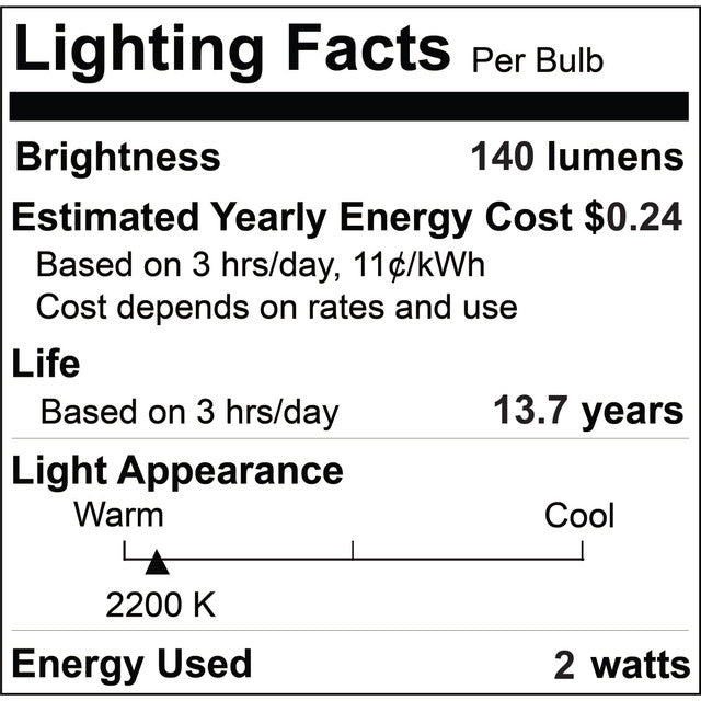 776685 - Filaments S14 LED Light Bulb for String Lights and Signs  - 0.7 Watt - 2700K - 6 Pack