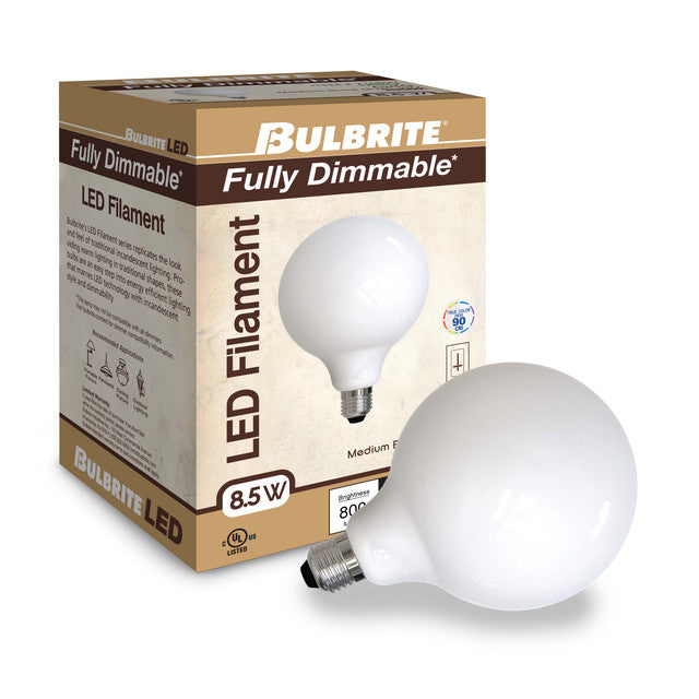 776899 - Filaments Dimmable G40 LED Light Bulb - 8.5 Watt - 3000K - 2 Pack