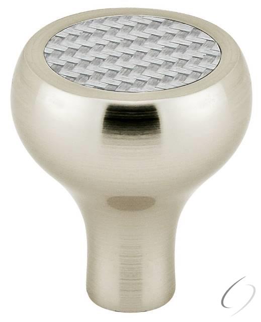86370US15 Carbon Fiber Silver 1-1/4" Cabinet Knob Satin Nickel Finish