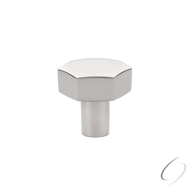 86457US14 1-1/8" Mod Hex Cabinet Knob Bright Nickel Finish