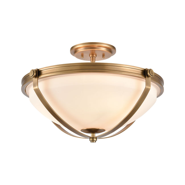 ELK Lighting 89115/3 - Connelly 19" Wide 3-Light Semi Flush in Natural Brass with Frosted Glass