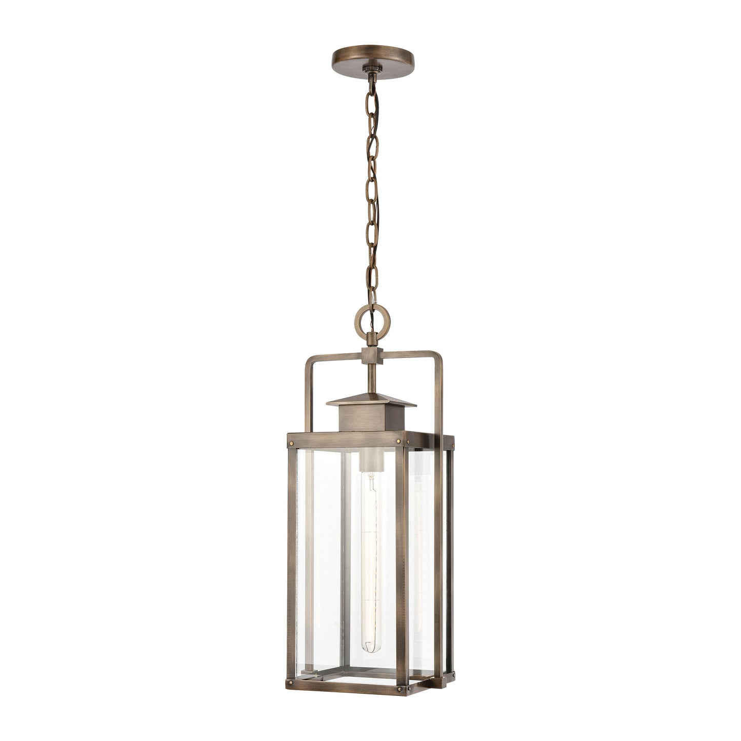 ELK Lighting 89184/1 - Crested Butte 9" Wide 1-Light Outdoor Pendant in Vintage Brass with Clear Gla
