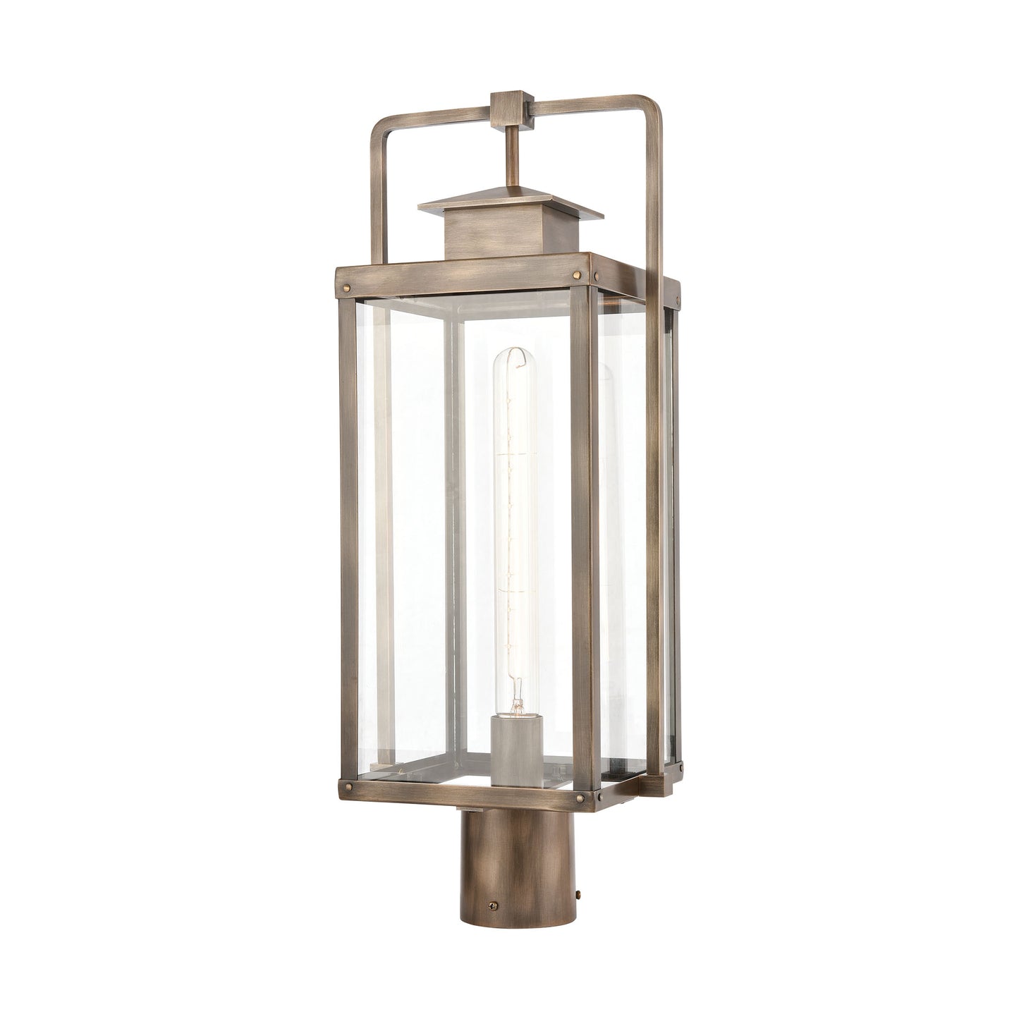 ELK Lighting 89185/1 - Crested Butte 9" Wide 1-Light Outdoor Post Mount in Vintage Brass with Clear