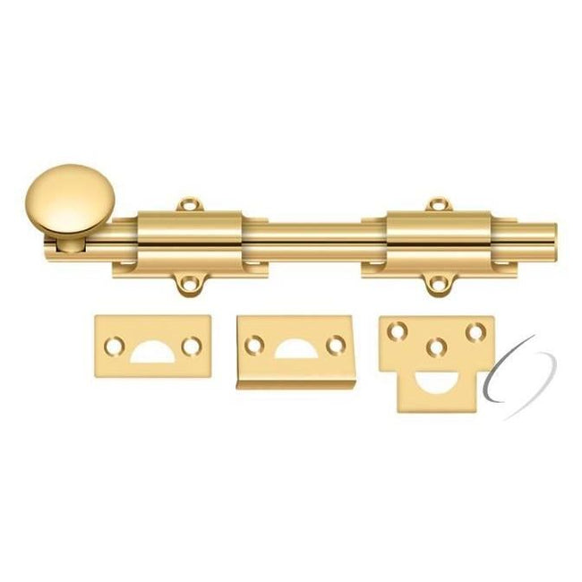 8SB003 8" Surface Bolt; Heavy Duty; Lifetime Brass Finish