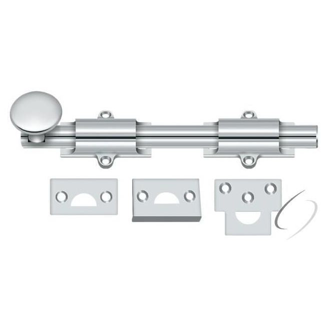 8SB26 8" Surface Bolt; Heavy Duty; Bright Chrome Finish