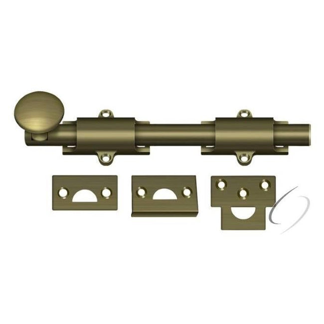 8SB5 8" Surface Bolt; Heavy Duty; Antique Brass Finish