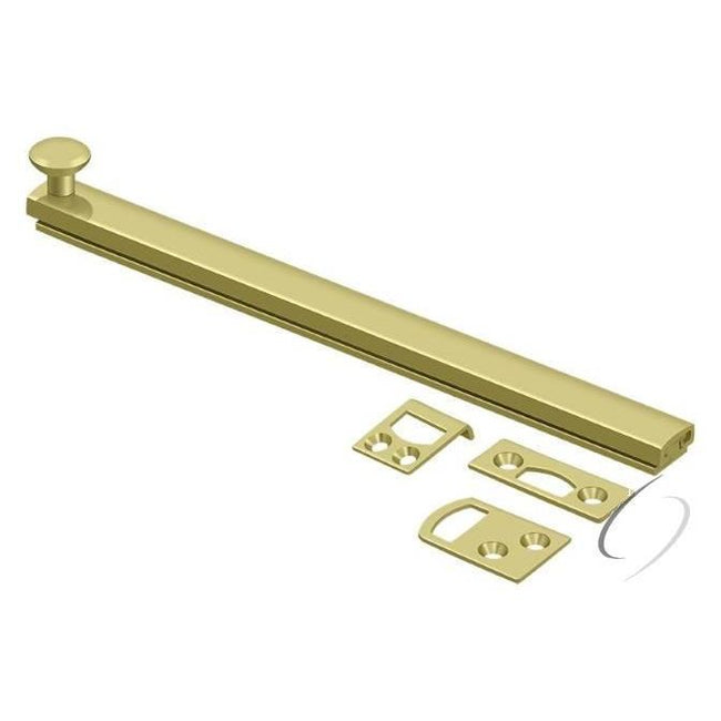 8SBCS3 8" Surface Bolt; Concealed Screw; Heavy Duty; Bright Brass Finish