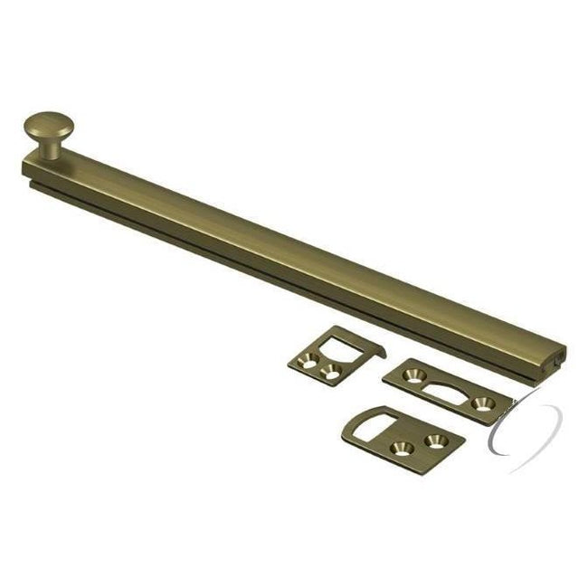 8SBCS5 8" Surface Bolt; Concealed Screw; Heavy Duty; Antique Brass Finish