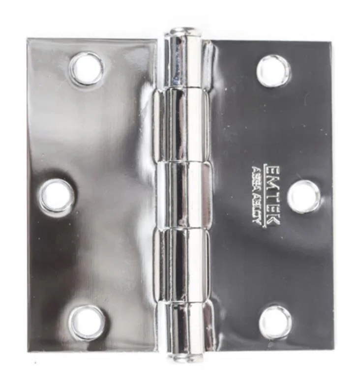 Emtek 91013US26 Pair of 3-1/2" x 3-1/2" Square Steel Residential Duty Hinges Bright Chrome Finish