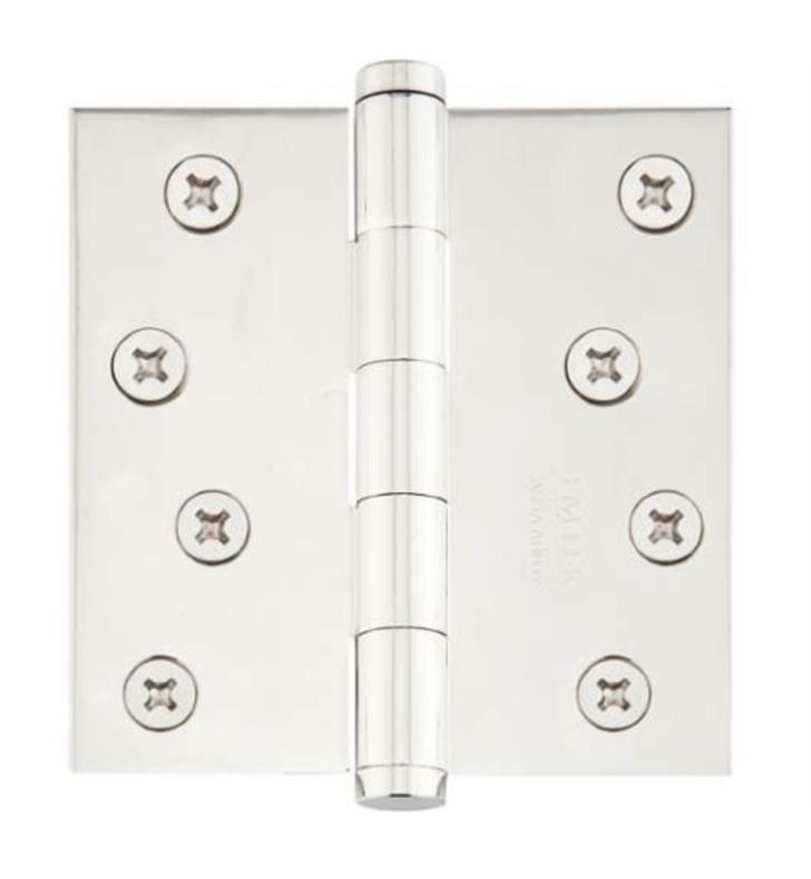 Emtek 91014US19 Pair of 4" x 4" Square Steel Residential Duty Hinges Flat Black Finish