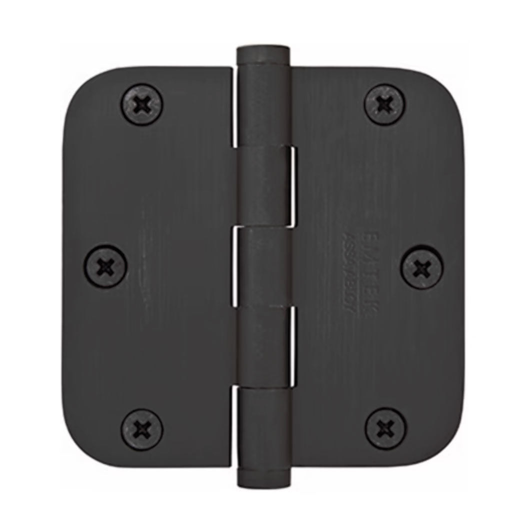 Emtek 91033US19 Pair of 3-1/2" x 3-1/2" 5/8" Radius Steel Residential Duty Hinges Flat Black Finish