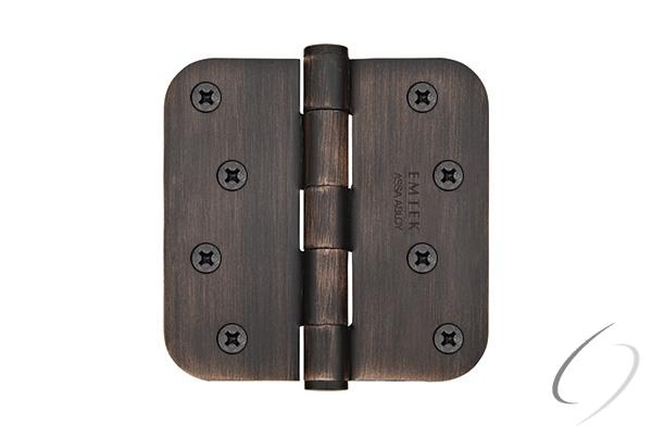 Emtek 91034US10B Pair of 4" x 4" 5/8" Radius Steel Residential Duty Hinges Oil Rubbed Bronze Finish