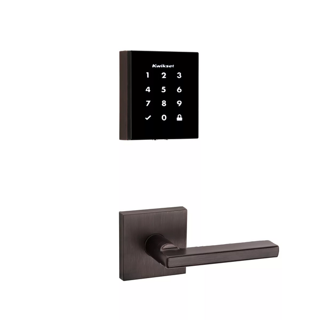 953OBN-HFLSQT-11P Obsidian Touchpad Electronic Keyless Smartcode Deadbolt with Halifax Lever and Squ