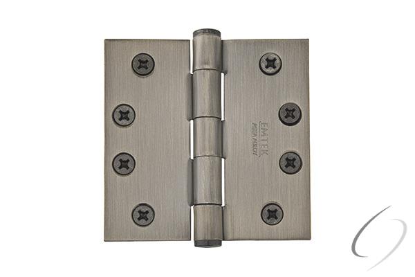 Emtek 96114US15 Pair of 4" x 4" Square Solid Brass Residential Duty Hinges Satin Nickel Finish