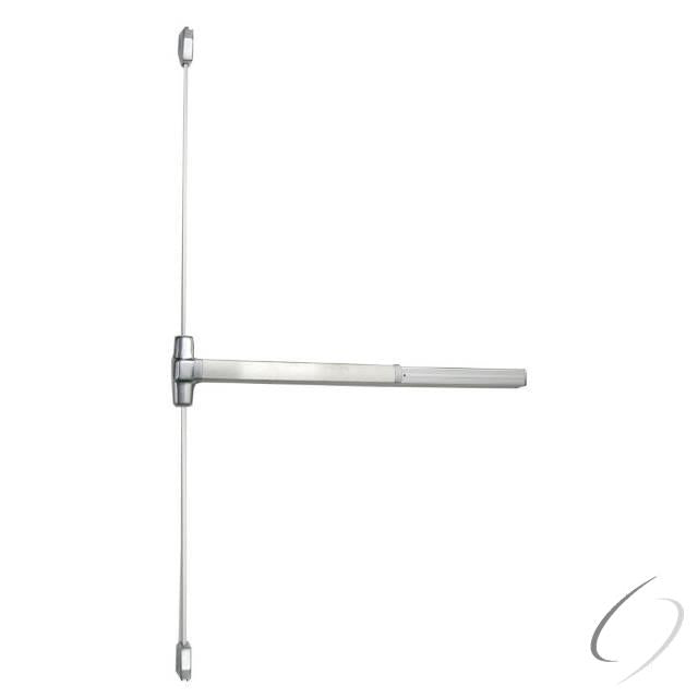 4' Surface Vertical Rod Grooved Case Exit Device; Satin Chrome Finish