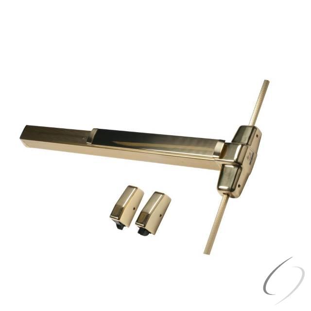 3' Surface Vertical Rod Grooved Case Exit Device; Bright Brass Finish