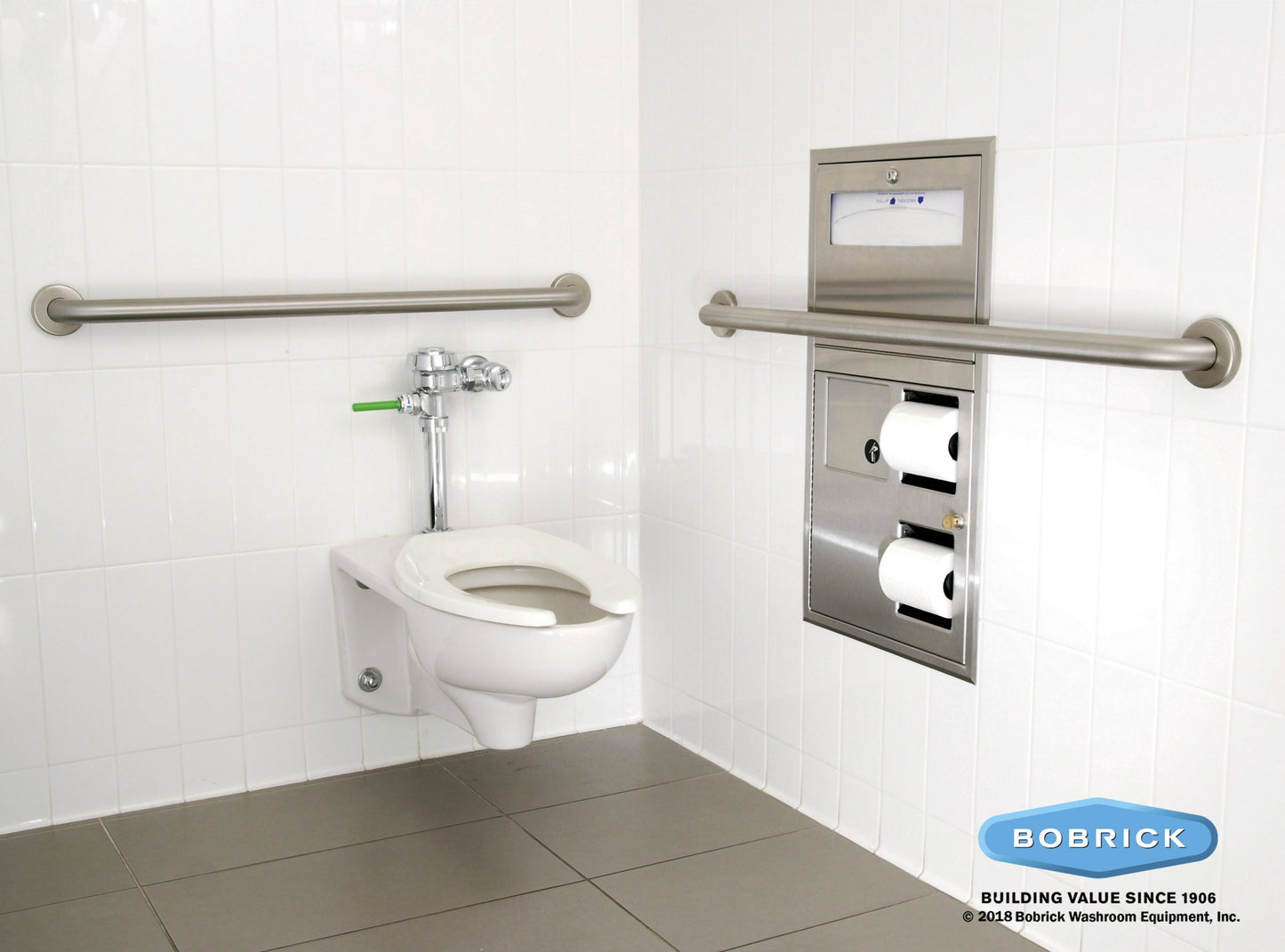 Bobrick 3574 - ClassicSeries 304 Stainless Steel Recessed Seat Cover, Sanitary Napkin Disposal and T