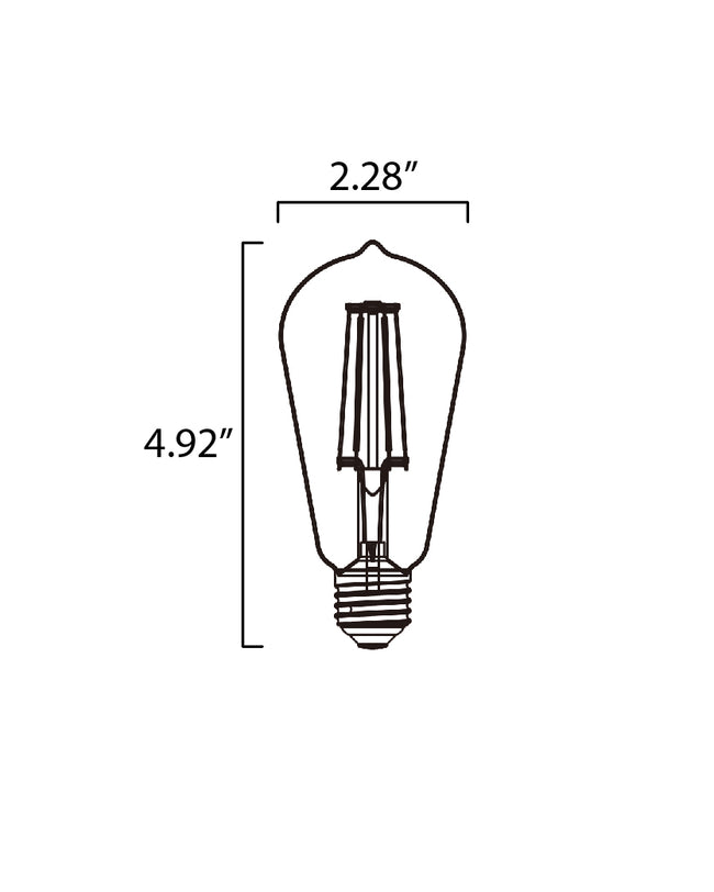 6W LED E26 ST58 Dimmable Clear 2700K