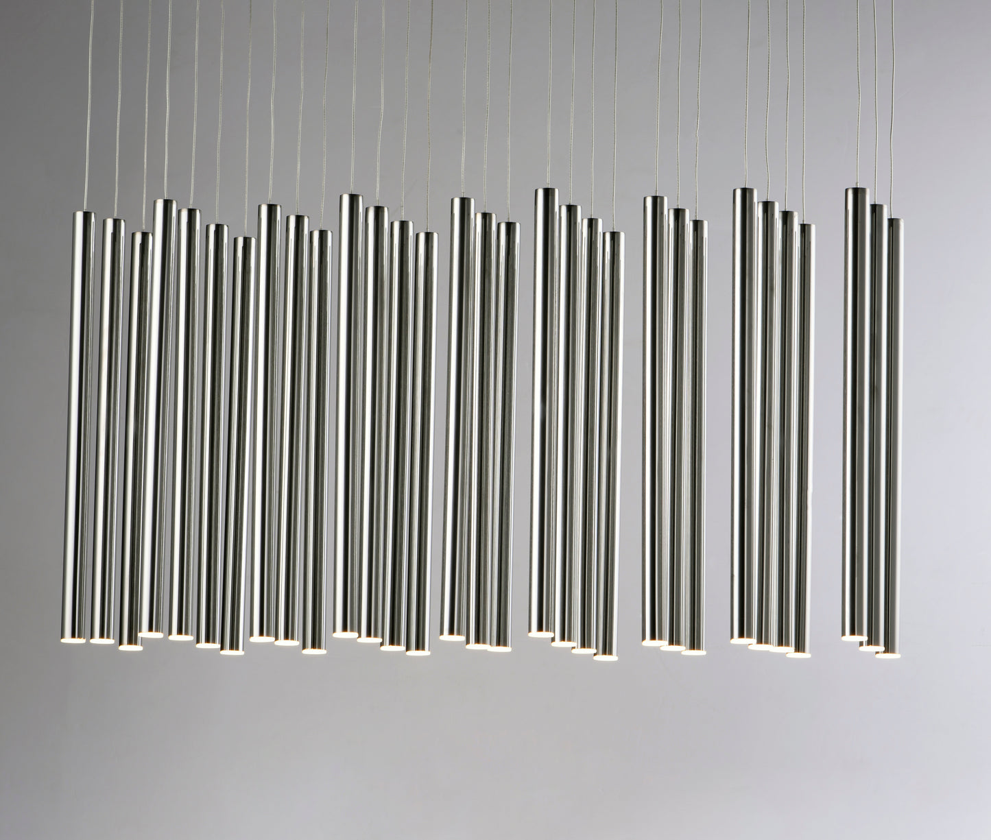 E10010-BC - 35 Light Flute 12" Chandelier - Black Chrome