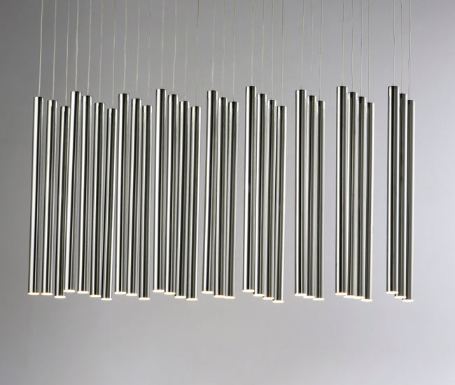 E10010-BC - 35 Light Flute 12" Chandelier - Black Chrome