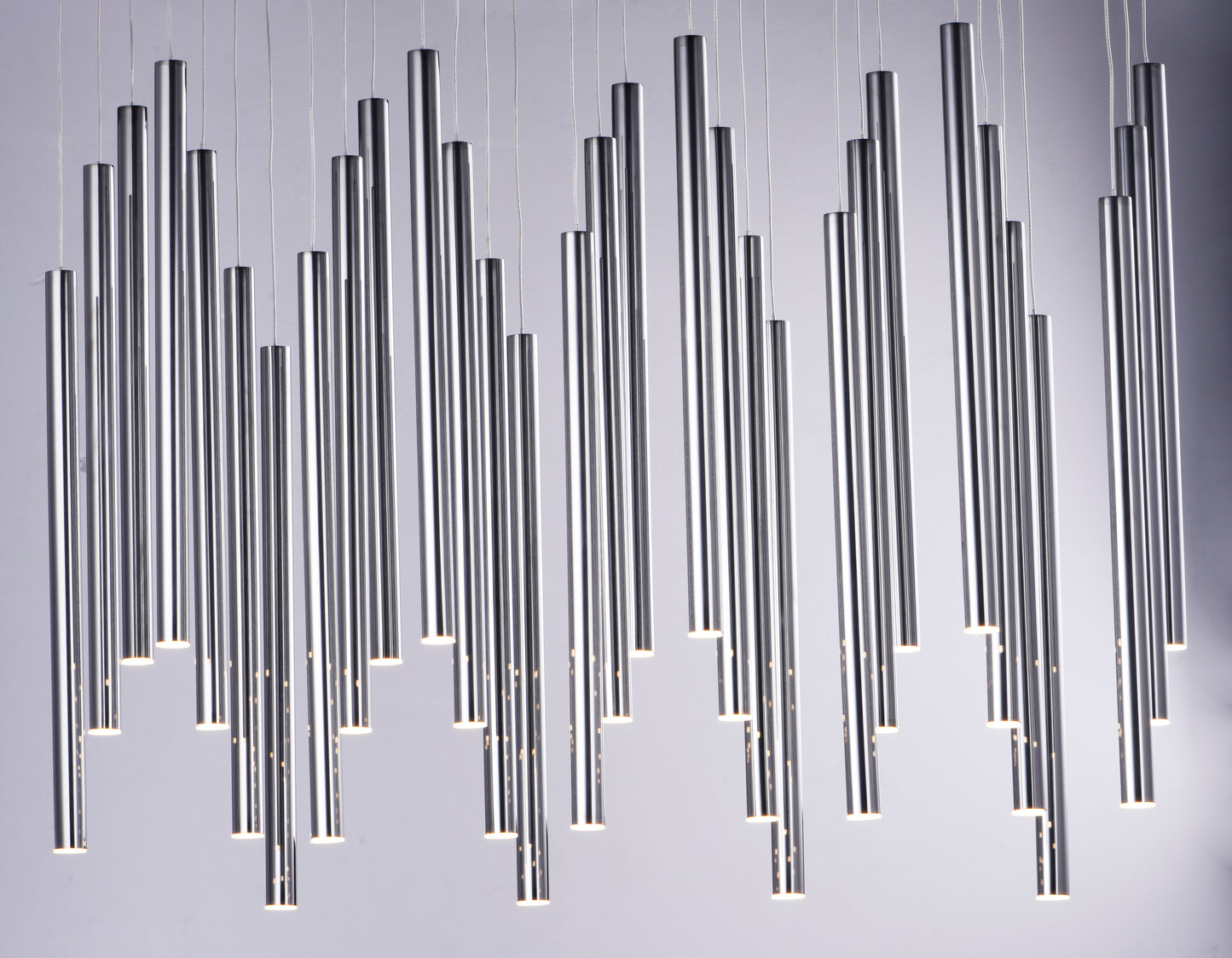 E10010-BC - 35 Light Flute 12" Chandelier - Black Chrome