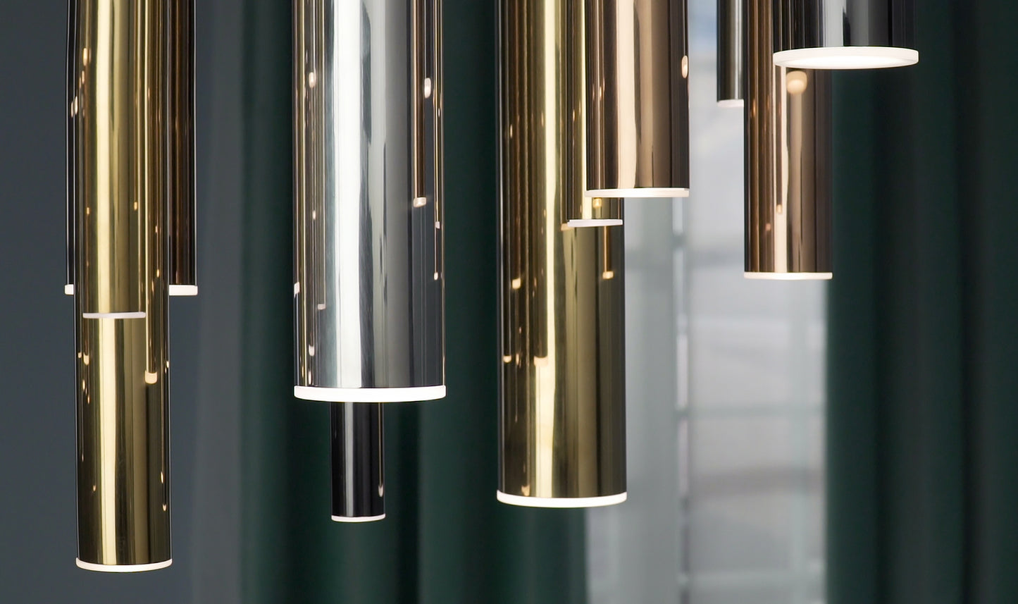 E10017-MPLT - 35 Light Flute 12" Chandelier - Multi-Plated