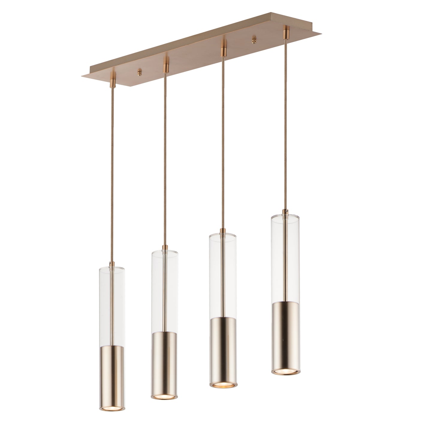 E11004-24SBR - 4 Light Torch 6" Chandelier - Satin Brass