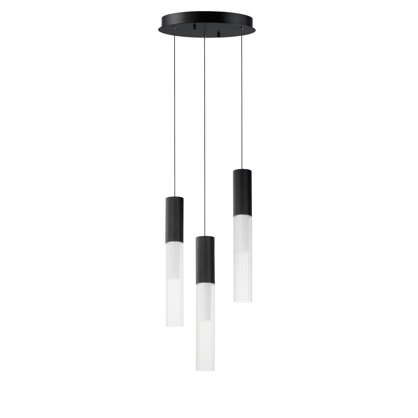 E11013-144BK - 3 Light Reeds 12" Chandelier - Black