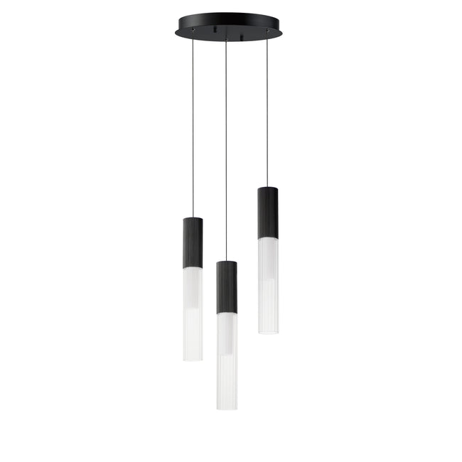 E11013-144BK - 3 Light Reeds 12" Chandelier - Black