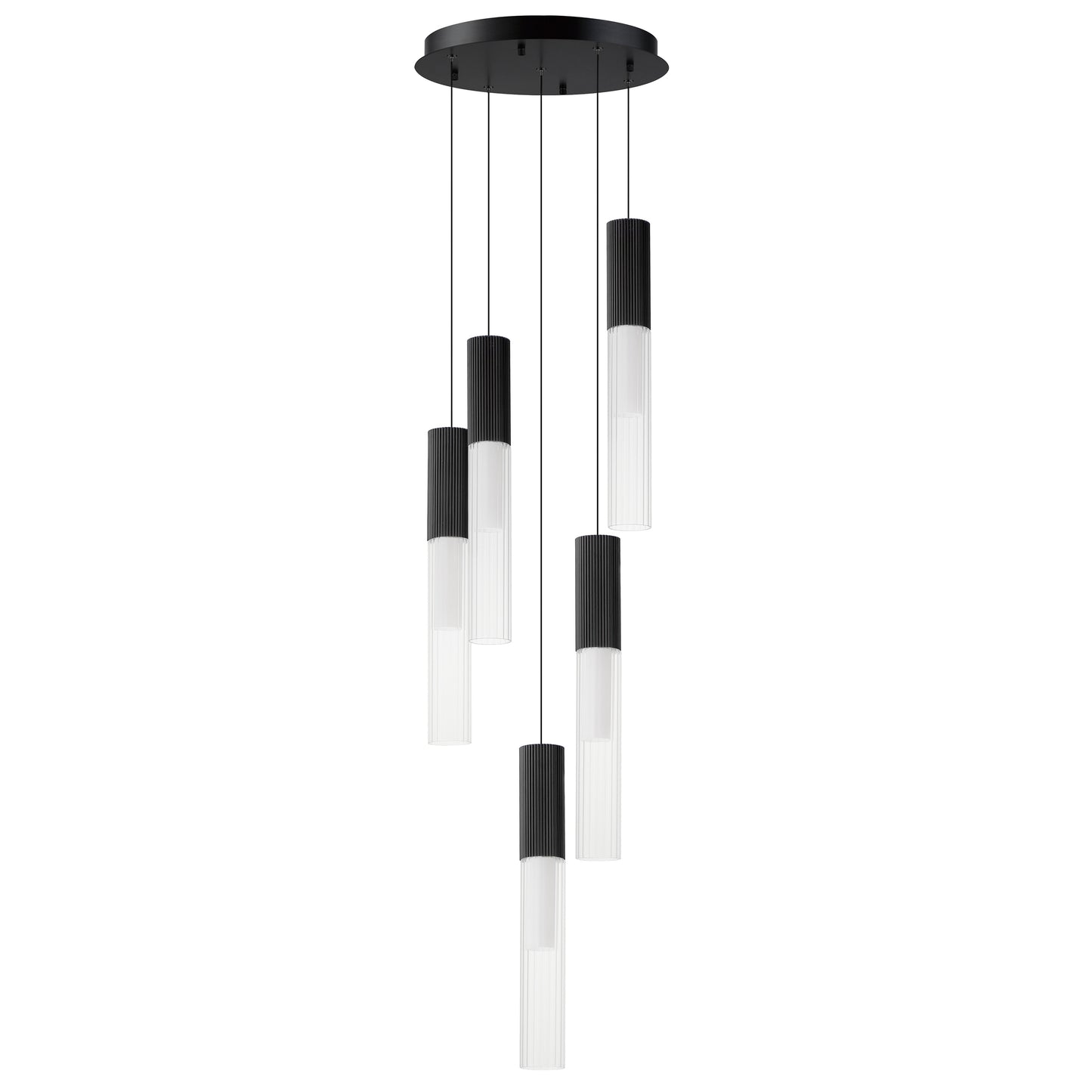 E11015-144BK - 5 Light Reeds 14" Chandelier - Black