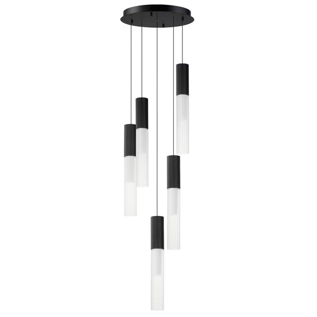 E11015-144BK - 5 Light Reeds 14" Chandelier - Black