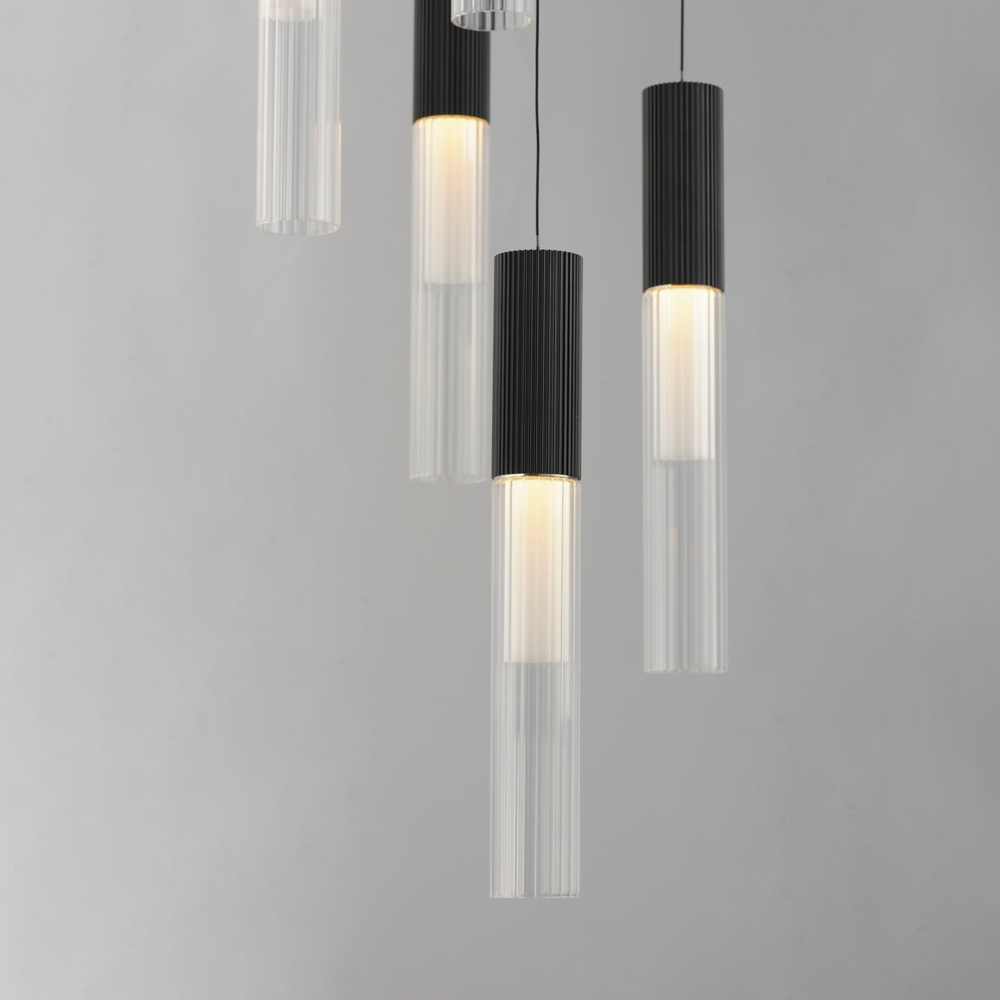 E11015-144BK - 5 Light Reeds 14" Chandelier - Black