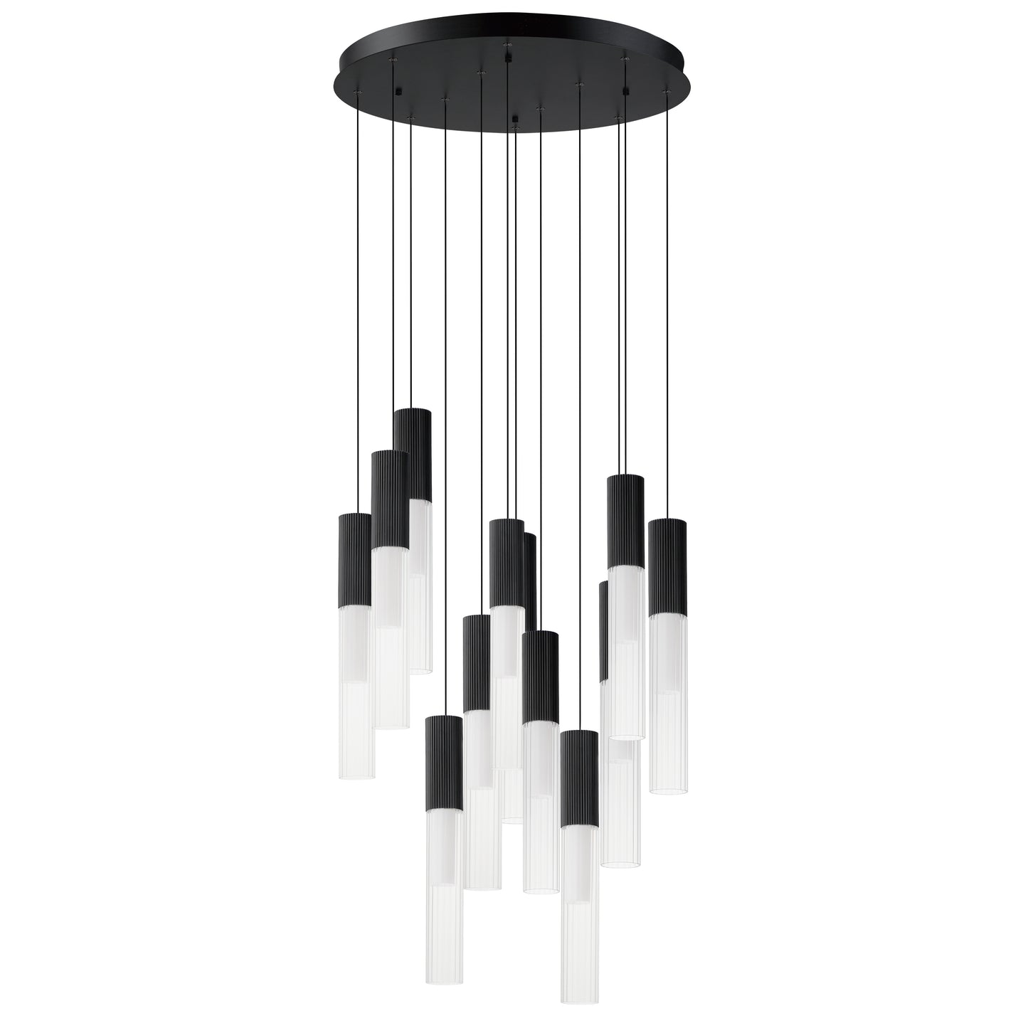 E11019-144BK - 12 Light Reeds 21" Chandelier - Black