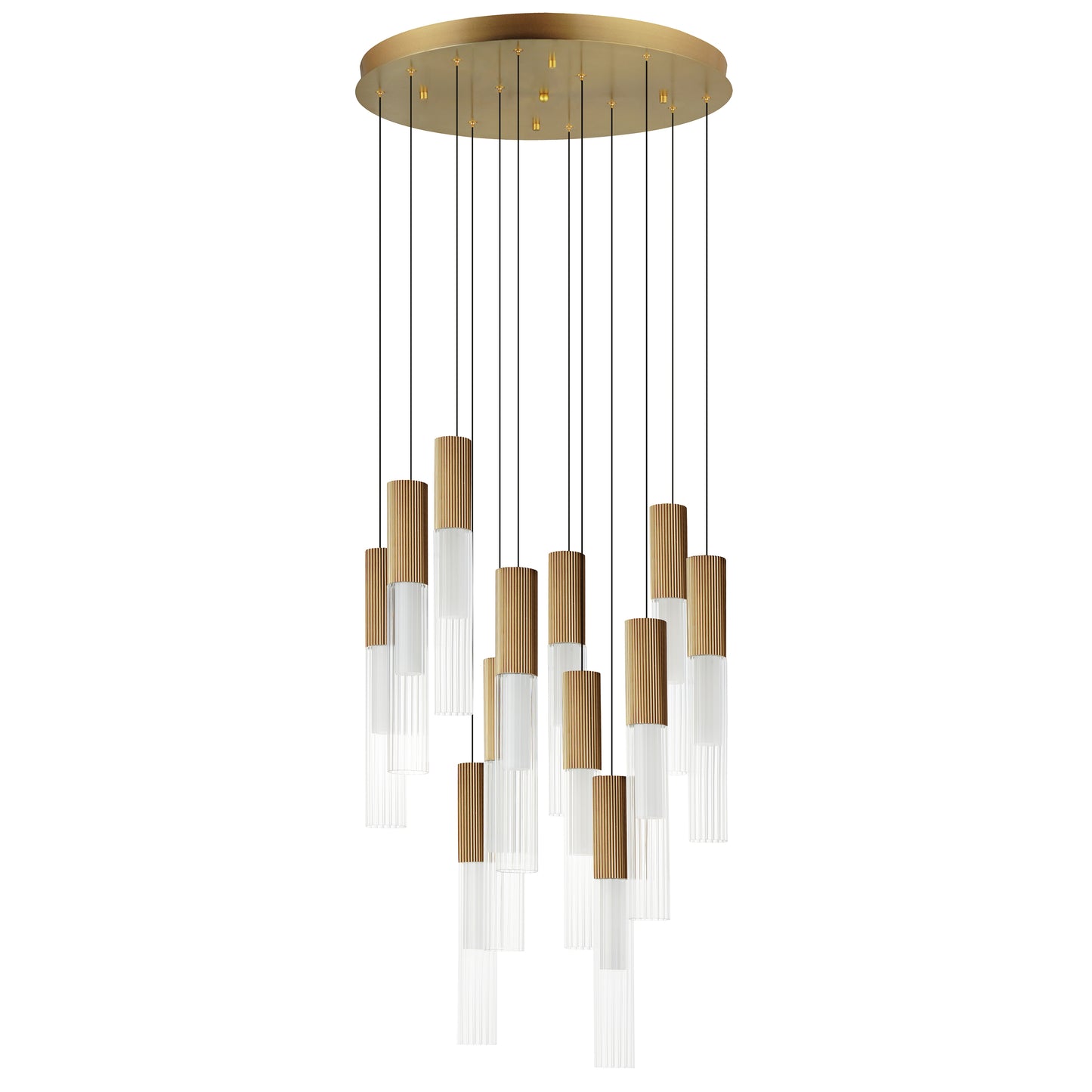 E11019-144GLD - 12 Light Reeds 23" Chandelier - Gold