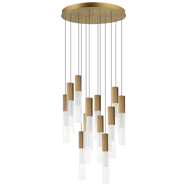 E11019-144GLD - 12 Light Reeds 23" Chandelier - Gold