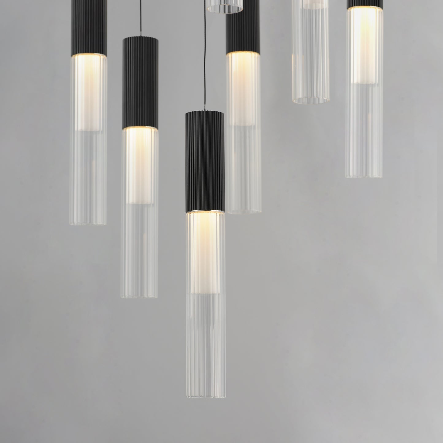 E11019-144BK - 12 Light Reeds 21" Chandelier - Black