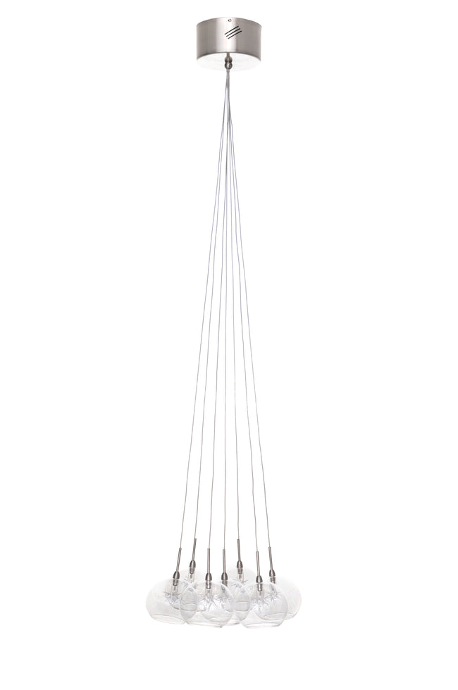 E20114-24 - 7 Light Starburst 12" Chandelier - Satin Nickel