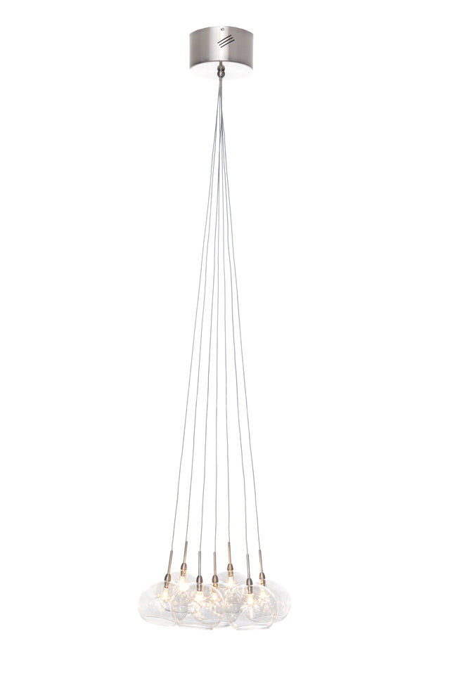 E20114-24 - 7 Light Starburst 12" Chandelier - Satin Nickel