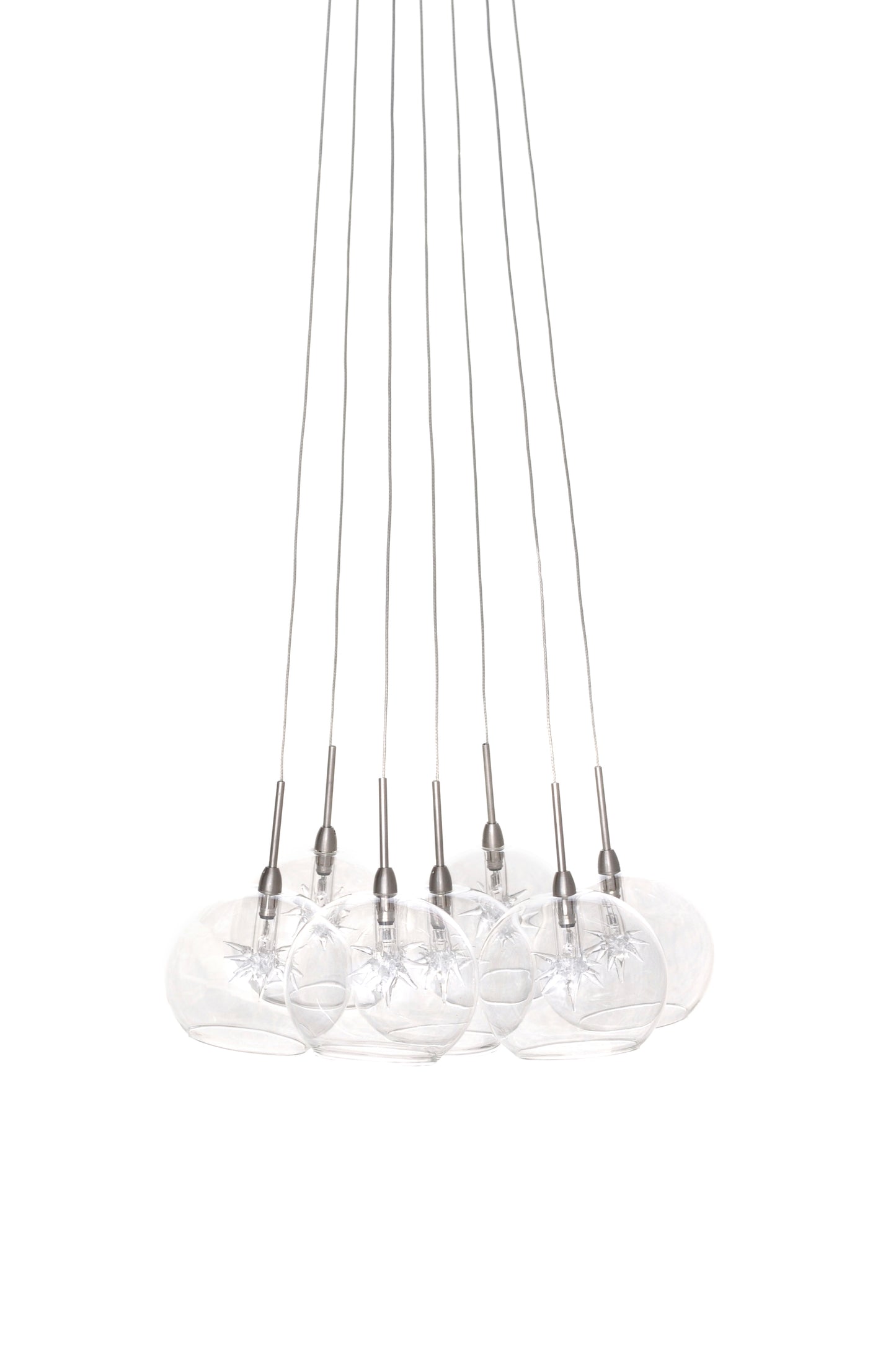 E20114-24 - 7 Light Starburst 12" Chandelier - Satin Nickel