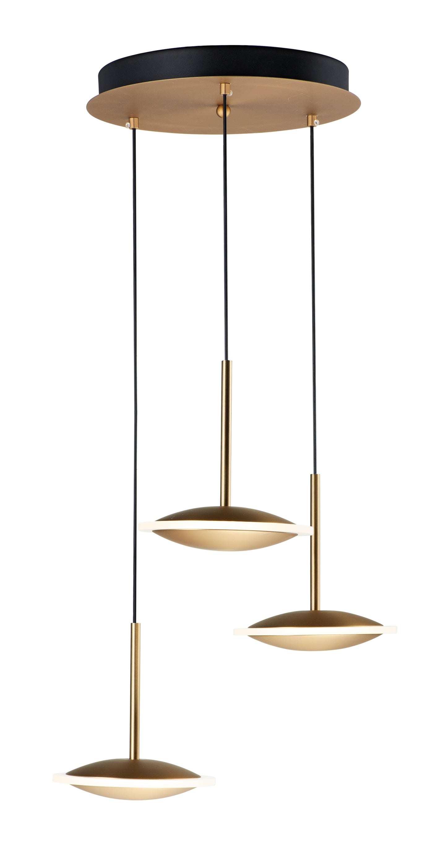 E21543-90BKGLD - 3 Light Saucer 17" Chandelier - Black / Gold