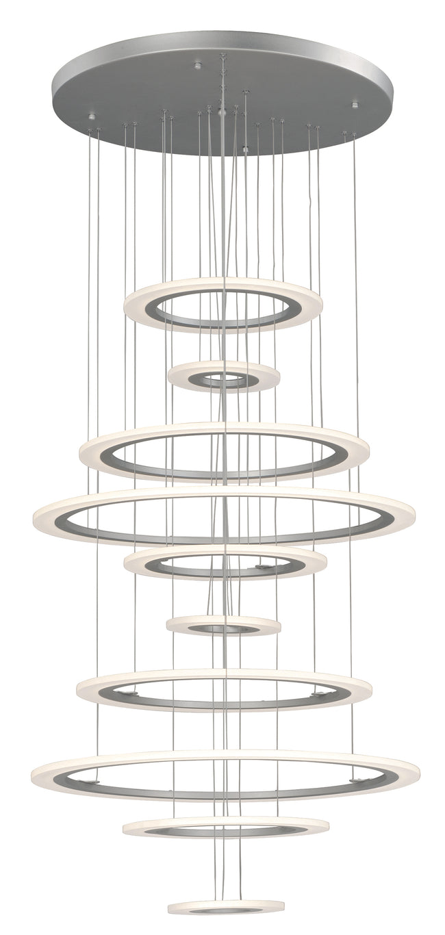 E22665-11MS - 10 Light Saturn II LED 30" Chandelier - Matte Silver