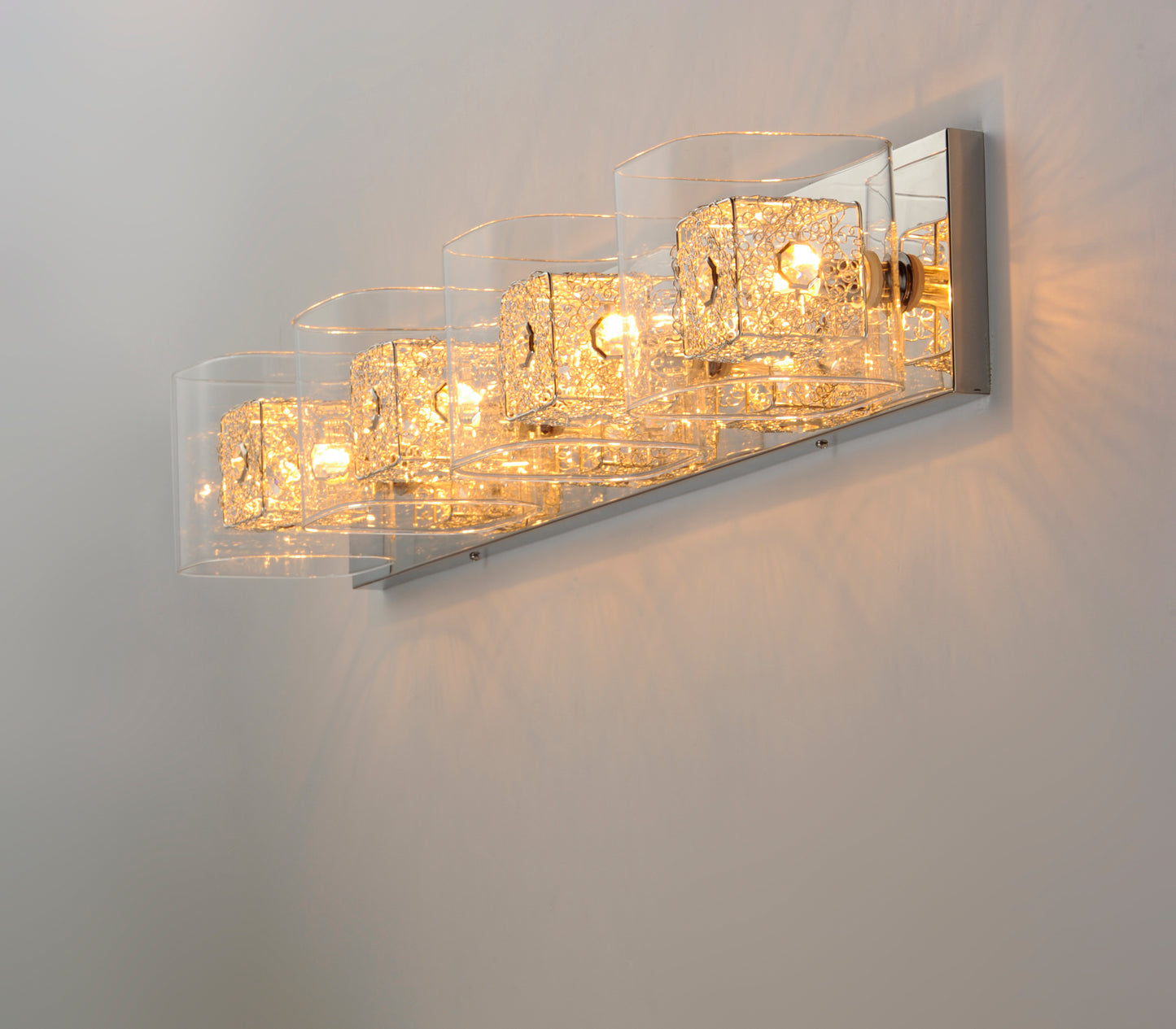 E22834-18SVPC - Gem 4-Light Bath Vanity with SV Shade - Polished Chrome