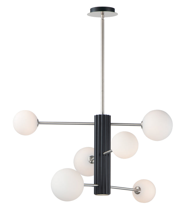 E24064-92BKSN - 7 Light Cog 30" Chandelier - Black / Satin Nickel