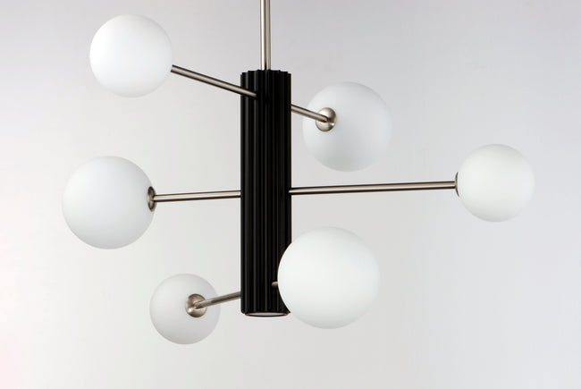 E24064-92BKSN - 7 Light Cog 30" Chandelier - Black / Satin Nickel