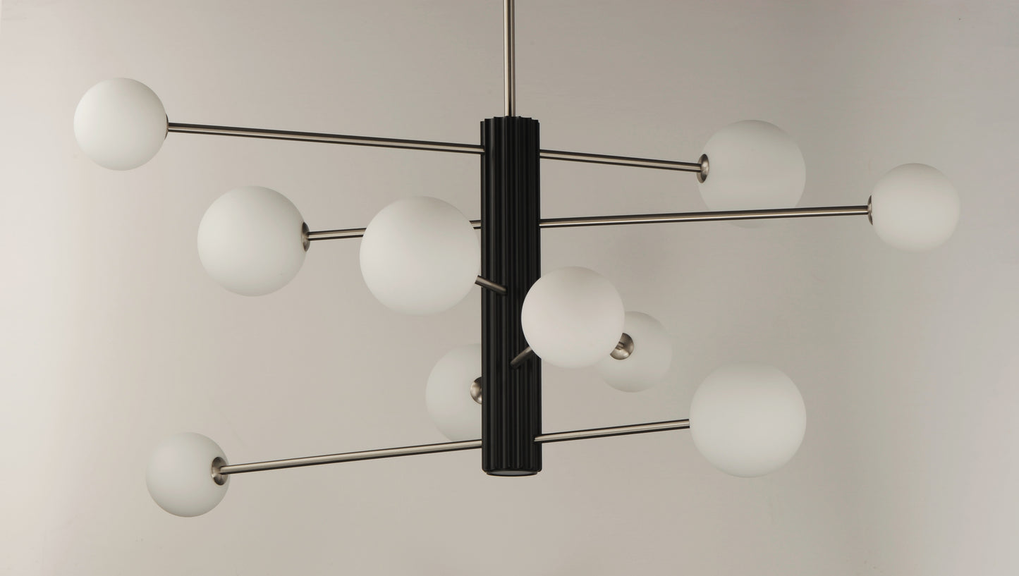 E24066-92BKSN - 11 Light Cog 45" Chandelier - Black / Satin Nickel